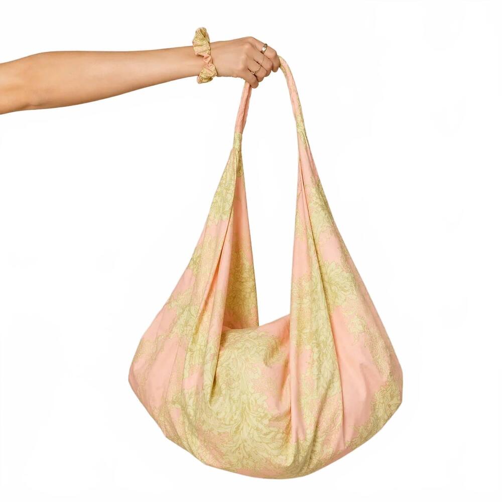 NEW MODAPOSA women's paisley patterned oversized hobo bag in pink/ green